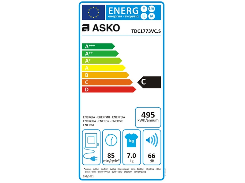 SECHE LINGE FRONT USAGE INTENSIF A EVACUATION 7KG ASKO TDC1773VC.S – Image 3
